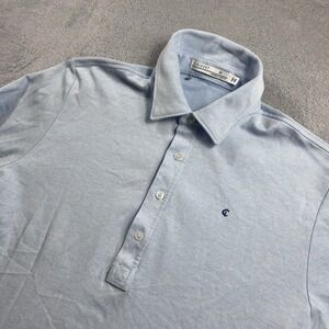 Criquet Blue Pima Cotton Blend Long Sleeve Range Golf Polo Shirt Medium